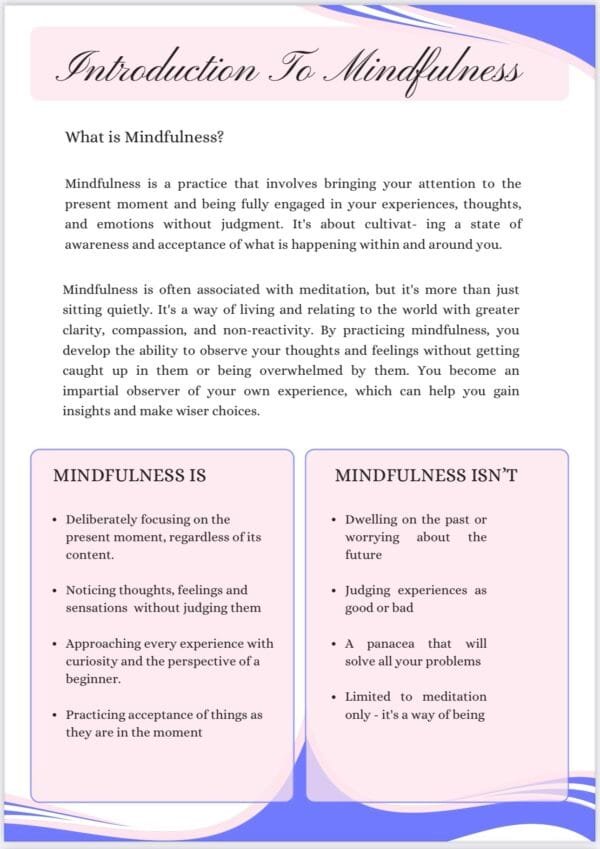 Introduction To Mindfulness Planner